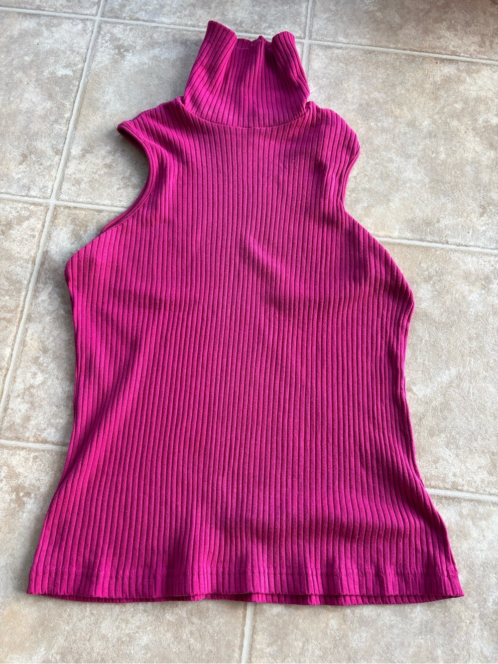 Fashion Bug Sleeveless Ribbed Mock Neck Tank - Fuchsia